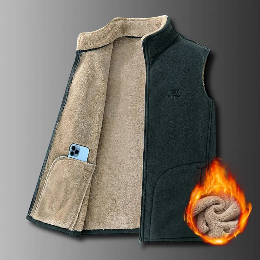 

Однотонная мужская куртка Премиум-класса, мужской зимний жилет, толстый плюшевый многослойный жилет с воротником-стойкой для защиты от холода