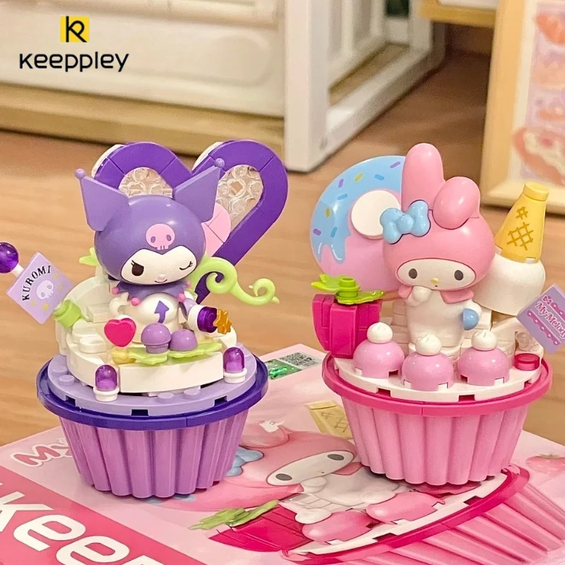 KEEPPLEY 빌딩 블록 Kuromi 마이 멜로디 Sanrio 시리즈 작은 입자 어린이 조립 장난감 데스크탑 장식 휴일 선물