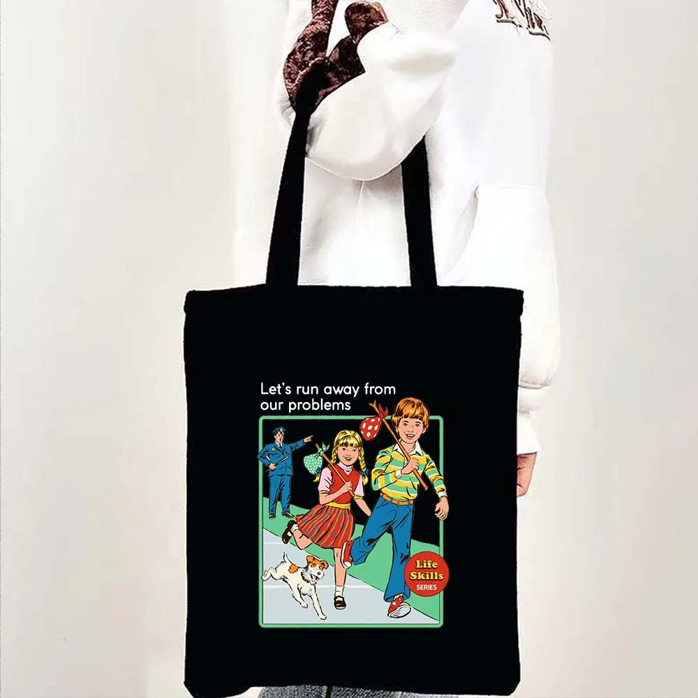thumbnail image 1 of No hables con extraños Fantasmas de Halloween Control mental Jenny Hombres Mujeres Algodón Compras Hombro Lona Bolsos de mano Bolso de mano Bolso de mano, 1 of 5
