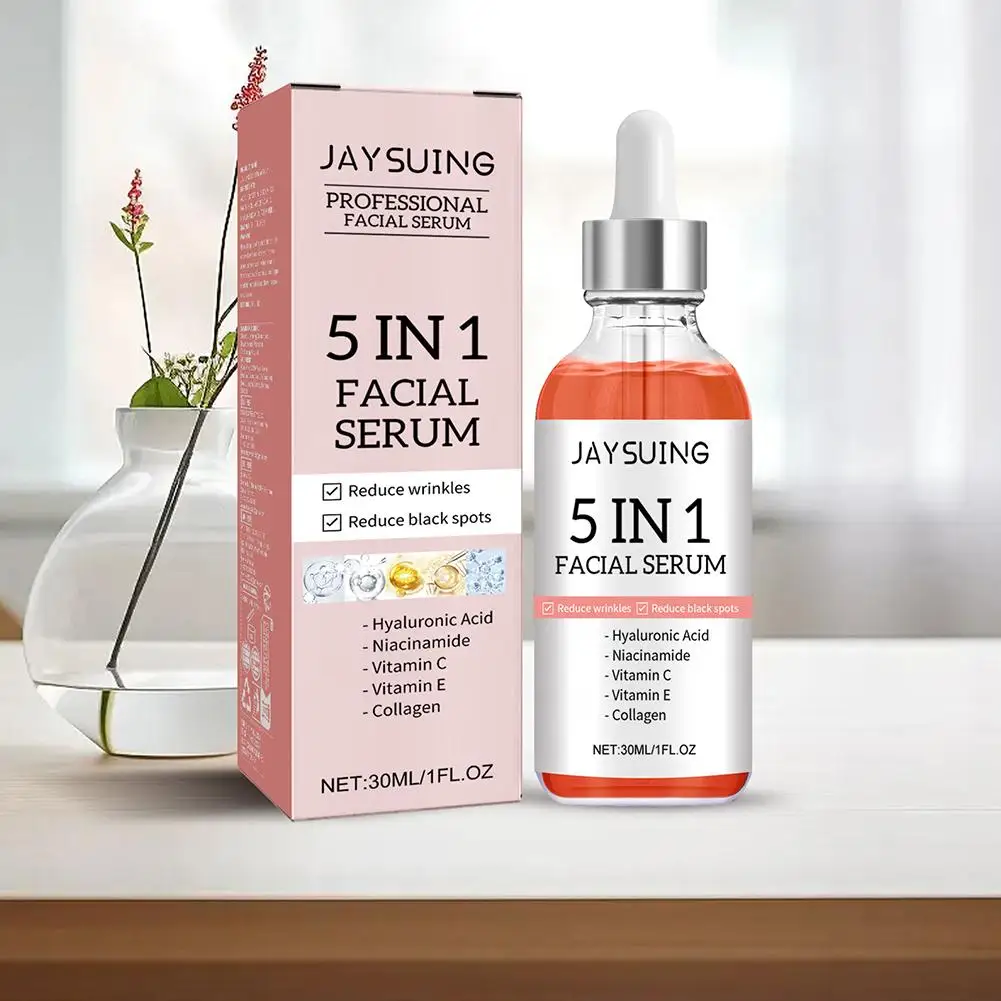 5 In 1 Niacinamide Serum Hyaluronic Acid Brightening Skin Moisturizing Rejuvenation Vitamin C Facial Essence Skin Care facial essence skin care set niacinamide serum