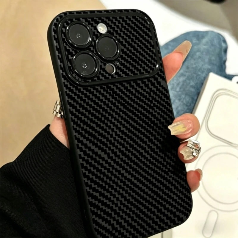 Premium Black Carbon Fiber Pattern Shockproof Phone Case