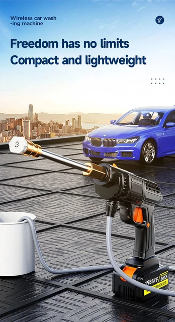 Wireless High Pressure Car Washing Machine with Lithium Battery  Rechargeable Electric Car Washer Portable Water Gun Kit Cleaner