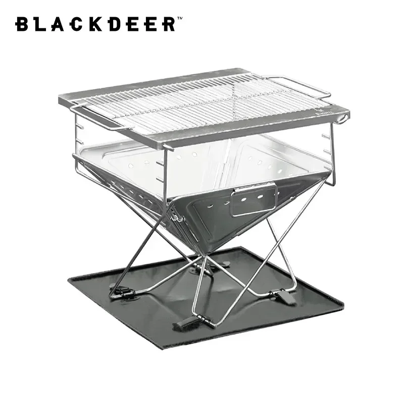 BLACKDEER 접이식 휴대용 모닥불 테이블, 스테인레스 스틸 피크닉 그릴, 탄소 난방 목재 스토브, 파이어 홈 바베큐 그릴