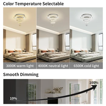 Advanced Flower Shaped Crystal Ceiling Pendant Lamp LED Stepless Dimming with Remote Control Luxury Home Decorative Lights 3