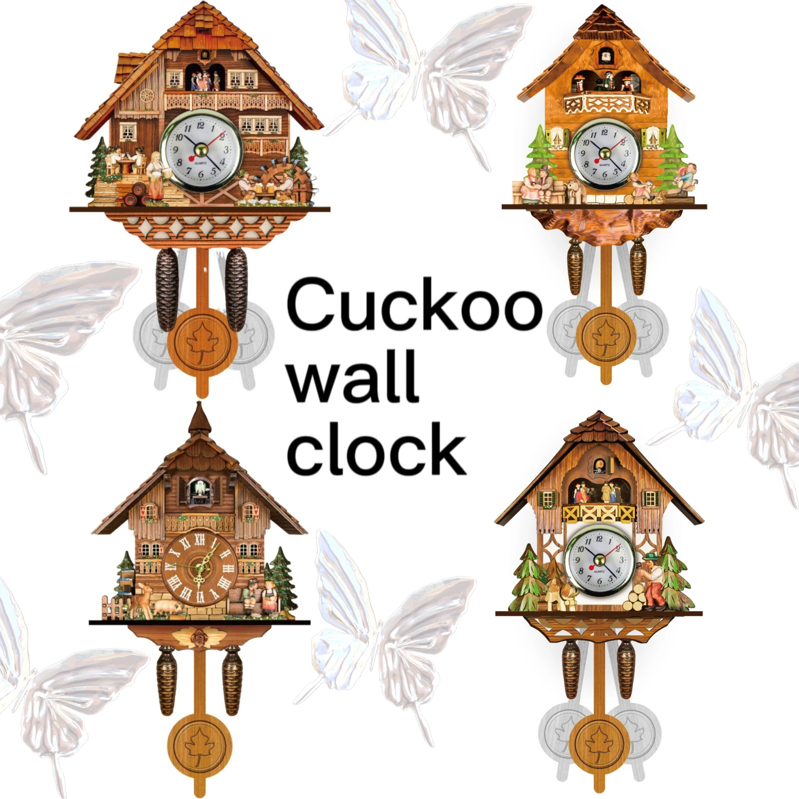 CreativeRetroCuckooWallClockCuckooWoodPendulumSwingingBird