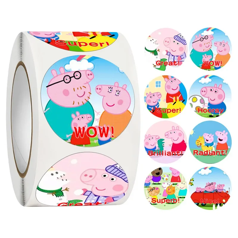 Divertente Peppa Pig George Kindergarten Reward Sticker Maiale Famiglia Maiale Padre Maiale Madre Cartoon Sticker Giocattolo Regalo Di Compleanno Per 