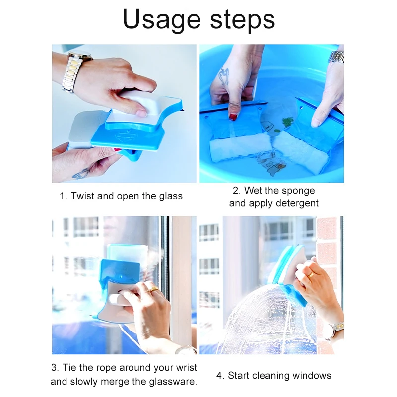 NEW Strong Magnetic Window Cleaner Brush Double-Side Automatic Water Discharge Wiper Glass Window Brush Cleaning Household Tools 6