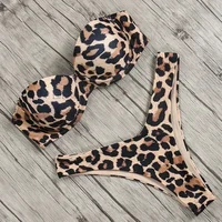 Sexy Women Bikini Brazilian Swimsuit Push-up Bra Bikini Set Two Piece Swim Suit Swimwear Low-waisted Beachwear Leopard Bathing 1