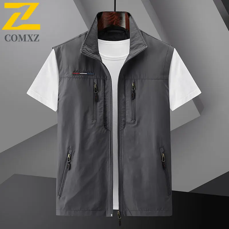 Veste d'été sans manches homme 2024, légère imperméable et durable avec multiples poches pour voyage extérieur