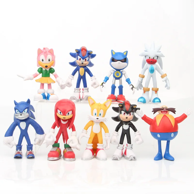 Nuovo 9 Pz/Set Sonic Figure Pvc Doll 12Cm Shadow Tails Personaggi Figuras Toys For Children Animals Toys Set