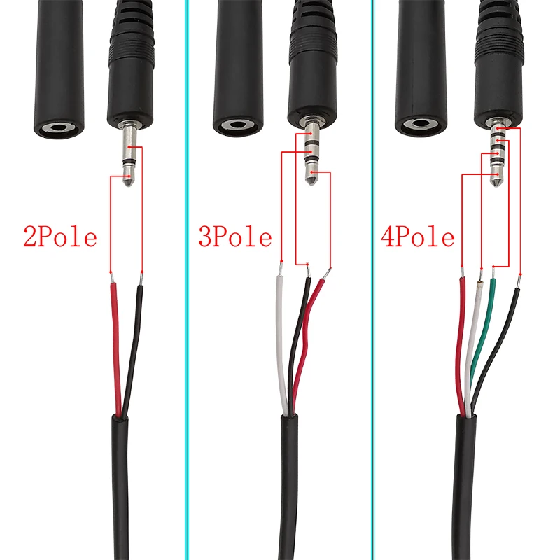 5Pcs Mono/Stereo 2/3/4 Pole 2,5mm/3,5mm Stecker Weibliche Jack Audio kopfhörer Verlängerung Kabel Drähte Aux stecker DIY Reparatur – Detail 2