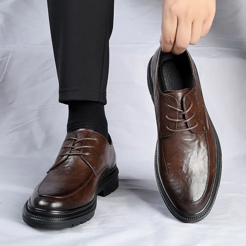 Men's shoes new spring and autumn British style leather shoes men's business dress big head cowhide work non-slip casual shoes