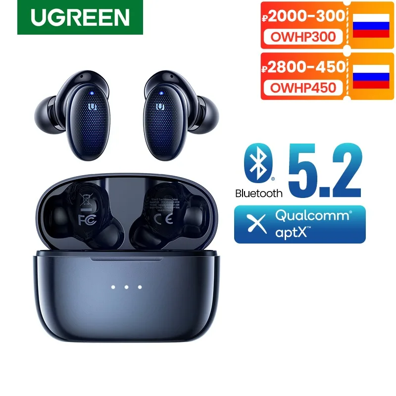TWS-наушники UGREEN HiTune X5 беспроводные Bluetooth 5 2 aptX чип Qualcomm 4 микрофона cVc 8 0 Tech |