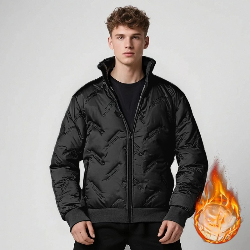 Чоловічі ділові повсякденні потовщені оксамитові куртки з ягняти Осінь-зима Теплі парки зі стоячим коміром на флісовій підкладці Чоловіче універсальне пальто для тата