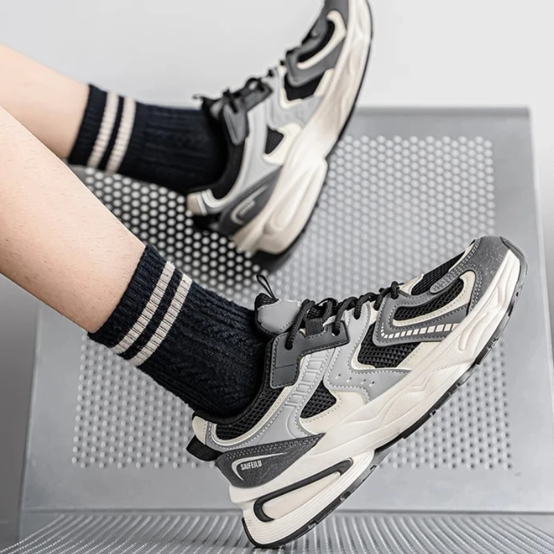 Thick-soled Height-increasing Men's Color-matched Fashionable Versatile All-season High-quality Original Leather Running Shoes 6