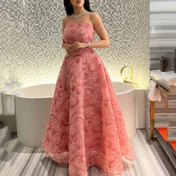 WEIYIN Custom Size Prom Dress Strapless Women 2024 New 3D Roseleaf Fashion Evening Gowns formal occasion dresses