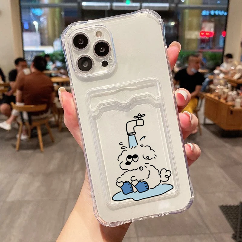 Chic INS Korea Umbrella Line Dog Card Holder Phone Case Cover