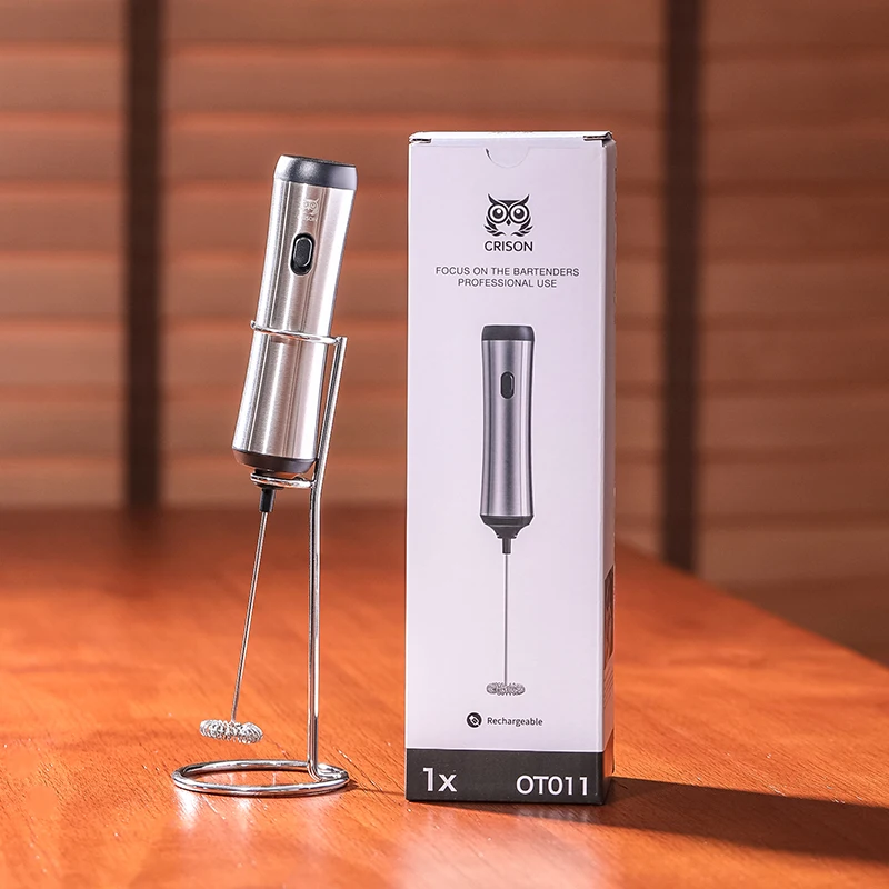 Handheld Battery Operated Electric Foam Maker Drink Mixer with Stainless Steel Whisk and Stand for Cappuccino Bulletproof Coffee