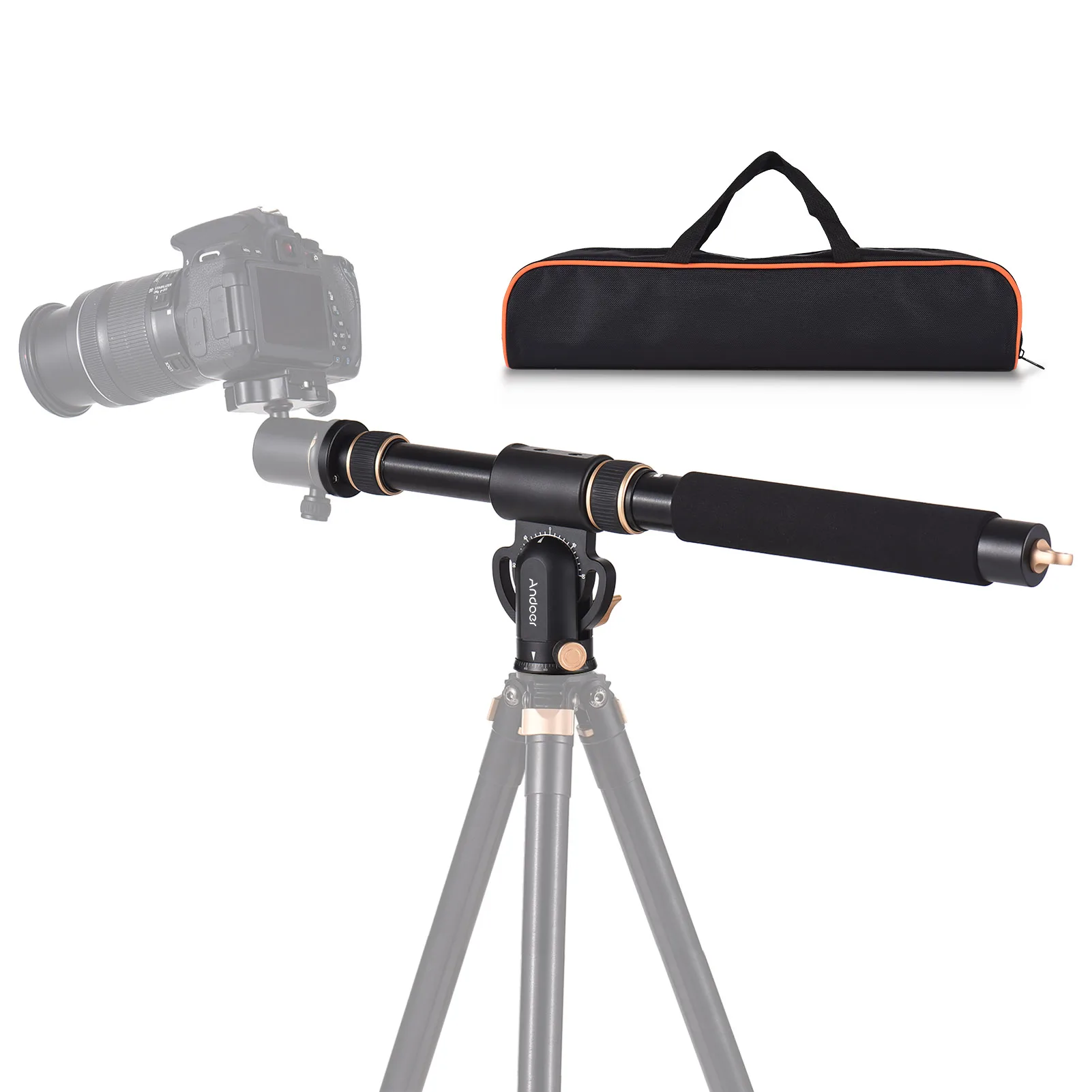 Andoer Universal Tripod Extension Arm Aluminum Alloy Detachable Extender Horizontal 360&deg; Rotatable Base 5kg Load Capacity