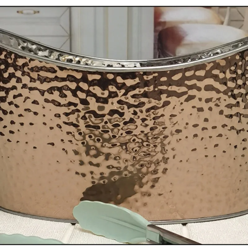 Thickened Stainless Steel Ice Bucket, Champagne Tub, Electroplated Stainless Steel, Gold Ingot Shape, Red Wine Chiller