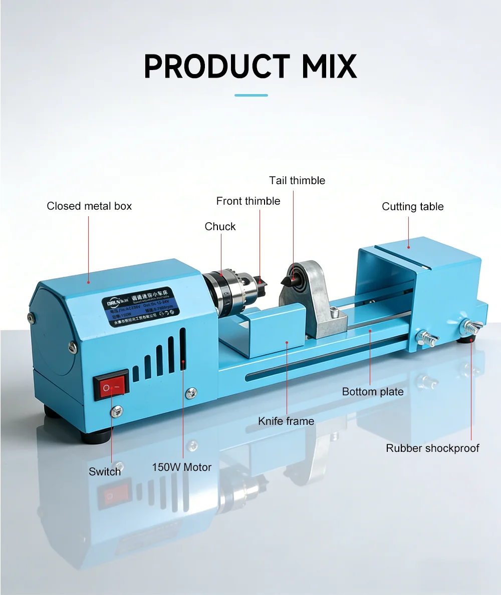 High Torque Mini Wood Lathe Electric Bead Woodworking Lathe 7-Speed Bead Lathe f