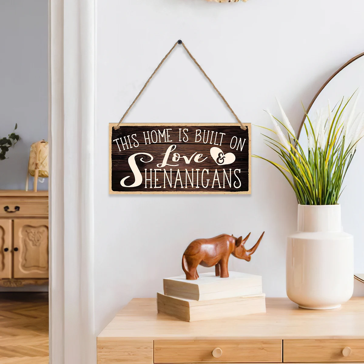 1PC, simple and creative English signboard, lightweight wooden material warm decorative hanging plate