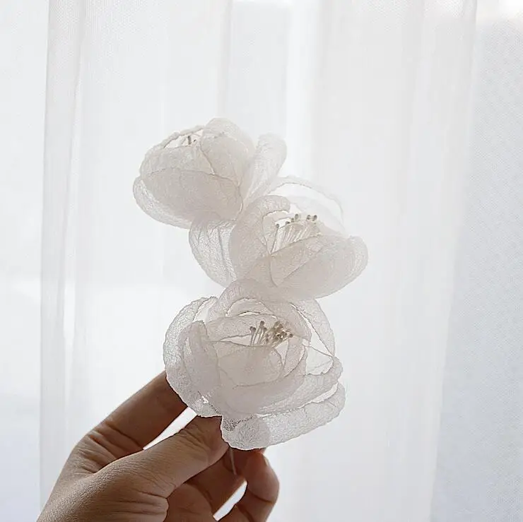 Weißer 3D-Tüll mit gebackenen Kanten für Hochzeitskleider, handgefertigte Blumen, himmlische Fotografie, Kopfbedeckungsmaterialien, RS4034, 10 Stück