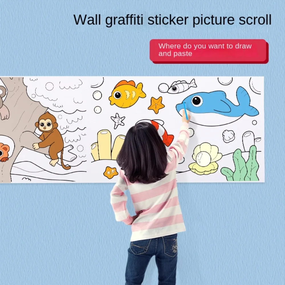 

Самодельные игрушки, наклейка для рисования, Маленький художник, пустая раскраска, наклейка, акварельная бумага, рулон для детского рисования, цветная бумага для наполнения