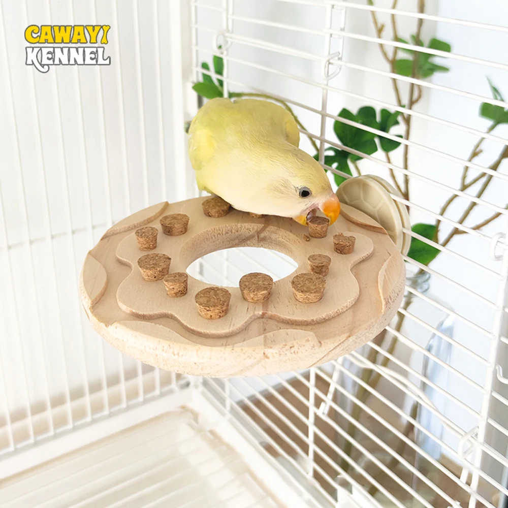 Parrot Toy Bird Toy Wood Cheese Donut Shape For Pet Hamster Parrot Cage