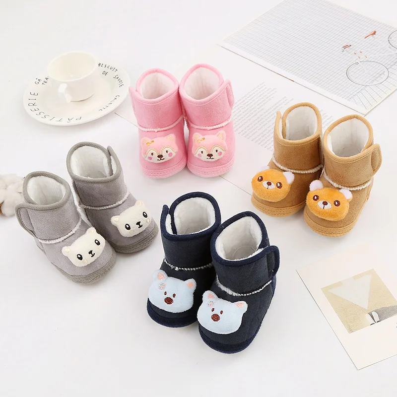 

Winter Baby Shoes Newborn Boys Girls Boots Warm Cartoon Animal Snow Boots Toddler Prewalkers Infant Soft Cotton Anti-slip Shoes