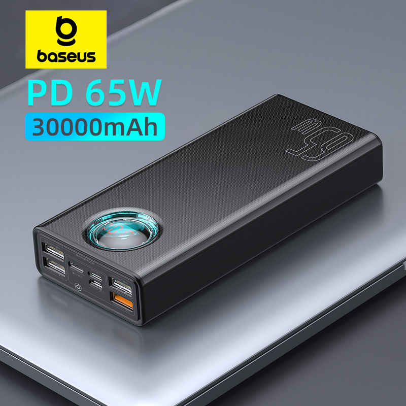  Baseus 65W Power Bank 30000mAh PD Quick Charge FCP SCP Powerbank Portable External Charger For Smartphone Laptop iPhone Tablet 