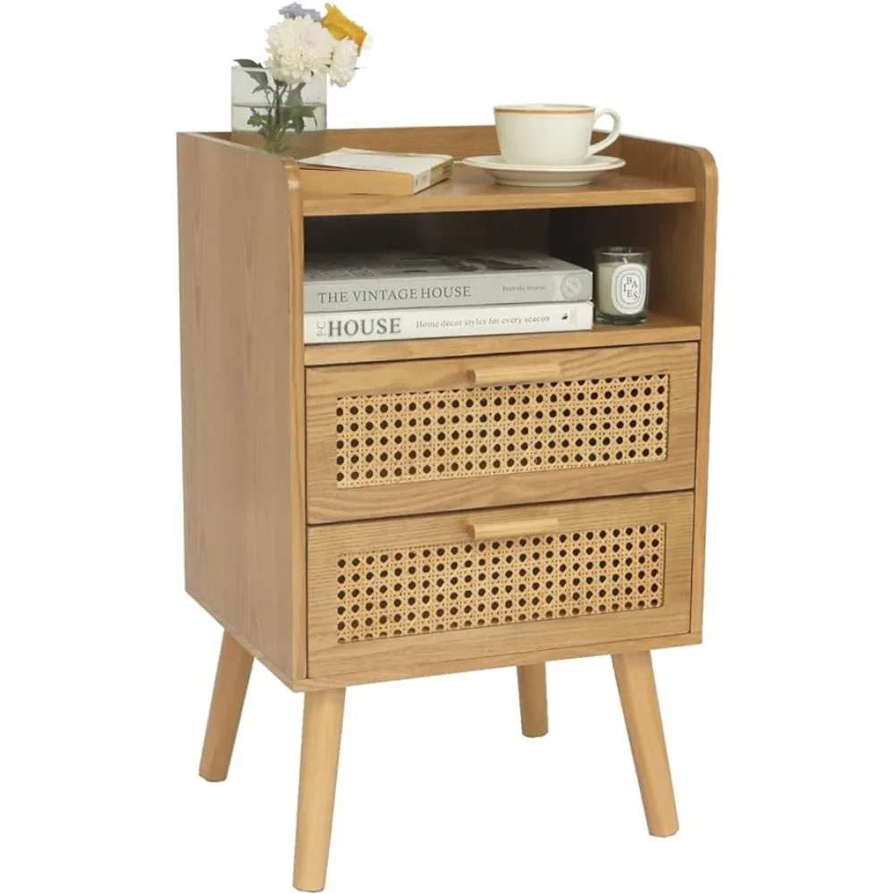 

MaxSmeo Modern Nightstand with Drawers, Mid Century Nightstand Small Bedside Table, Wooden End Table for Living Room and Bedroom