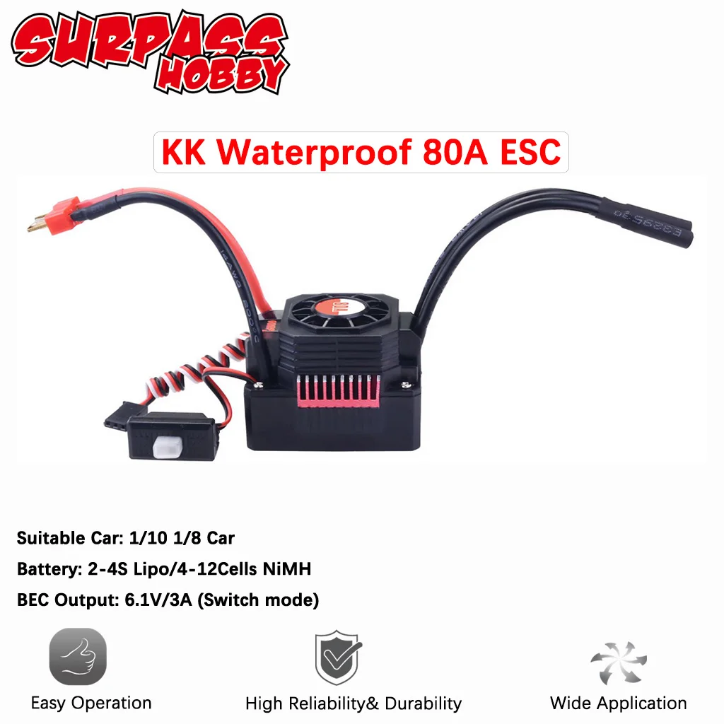 High-Performance Waterproof Brushless ESC with T/XT60 Plug for RC Cars