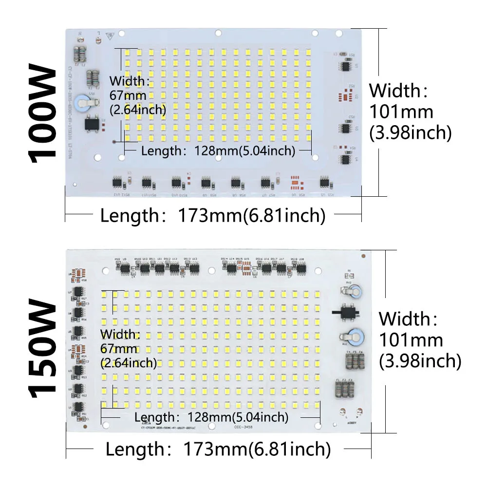 SMD 2835 Aluminum Plate LED Chip 100W 150W Light board Beads AC 220V-240V Led Floodlight Lamp DIY For Outdoor Lighting Spotlight