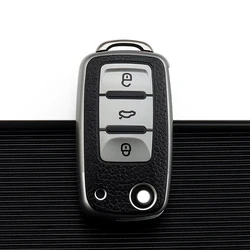 Premium Leather TPU Car Key Protection Case (Silver)