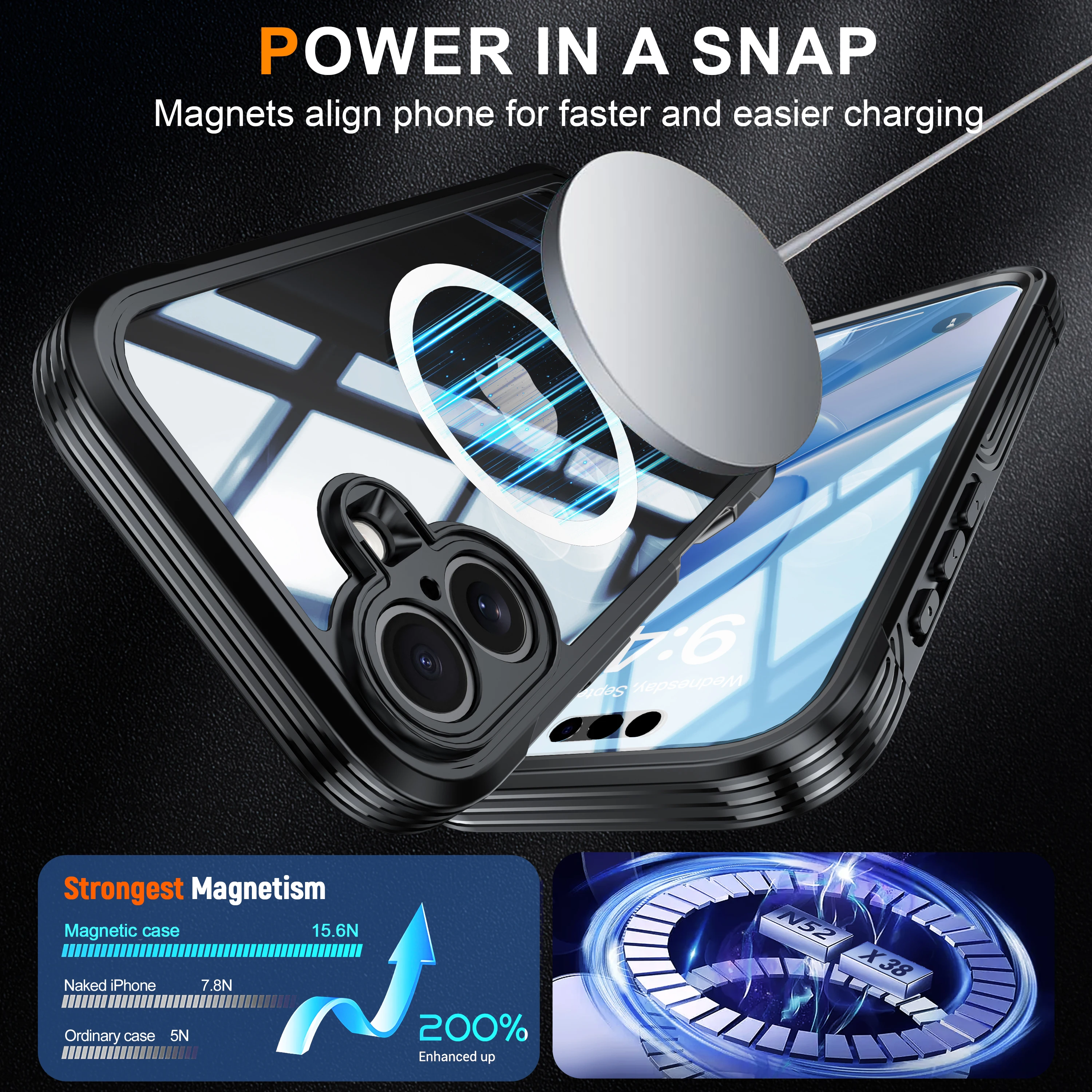 Crystal Clear 360° Full Protection Phone Case with Tempered Glass Front