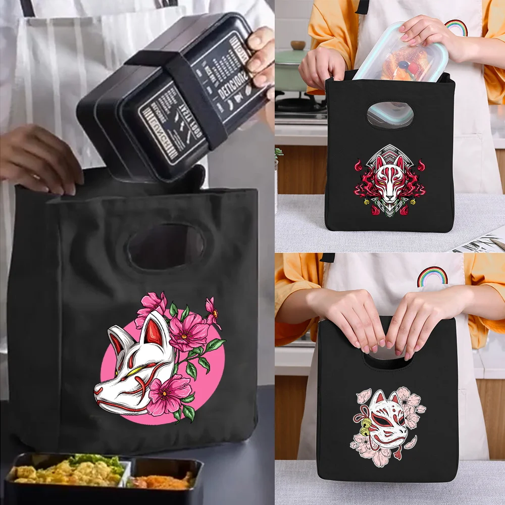 

Lunch Bag Cooler Handbags Canvas Insulated Thermal Lunch Bags for Work Food Tote Picnic Fridge Bag Unisex Mask Pattern