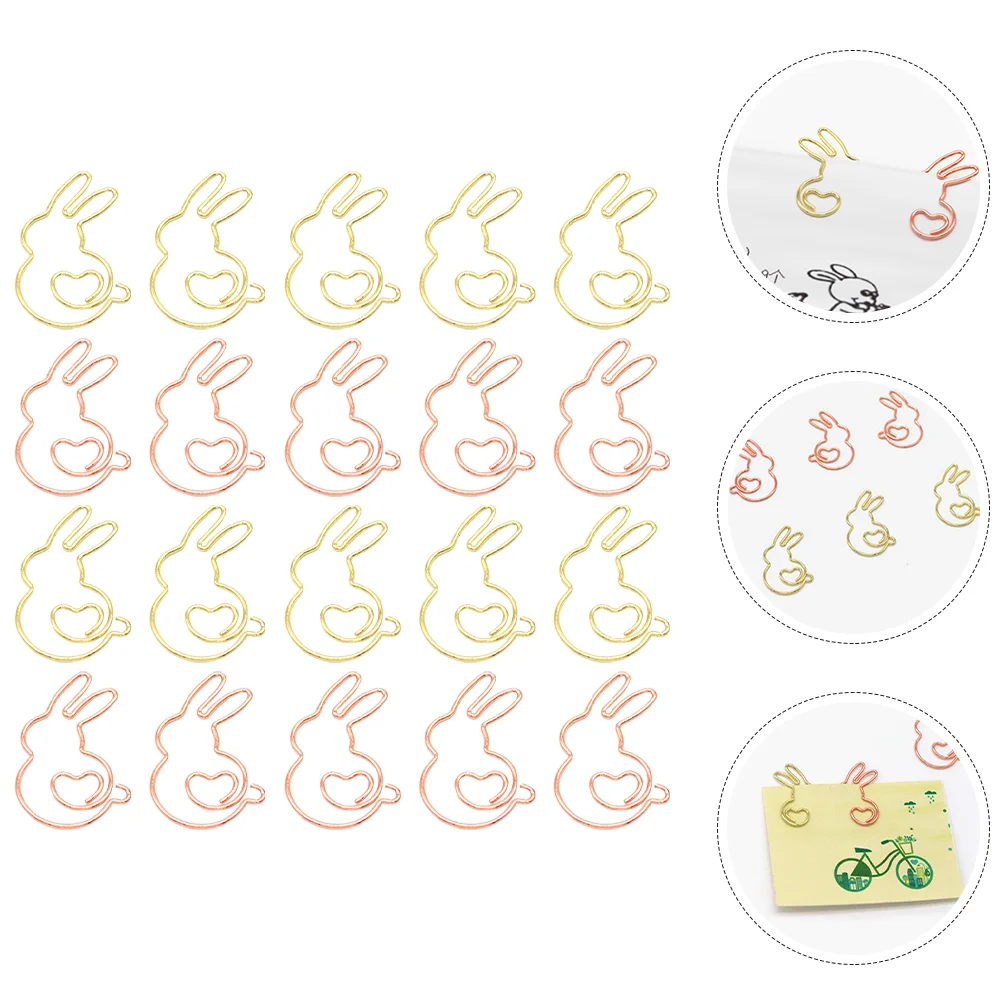Paper Clips Rabbit Shaped Metal Clamps Bookmark Clips File Document Picture Photo 20Pcs