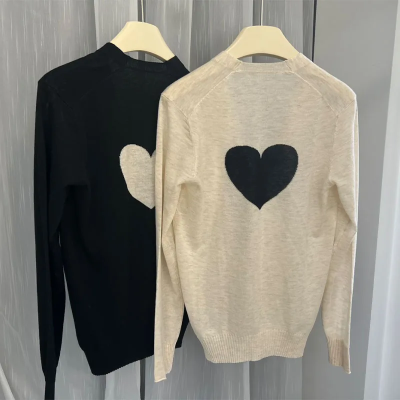 

Zadig Women Wool Sweaters Fashion Love Pattern Elegant Black Beige Cardigan Female Wool Warm V-Neck Button Knitwears Sweater