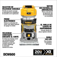 DEWALT DCW600 Cordless Router 20V Brushless Power Tool Trimmer Engraving Machine Speed Regulation Slotting Trimming DCW600B 2