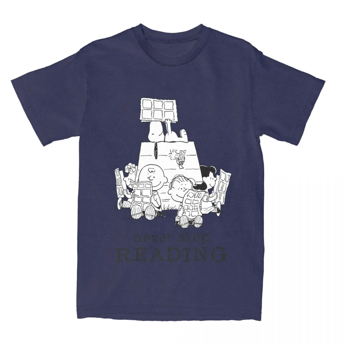 Camisetas de lectura de cómics de Peanuts, accesorios para hombres y mujeres, camisetas novedosas de algodón puro de Snoopy y Charlie Brown, ropa de verano