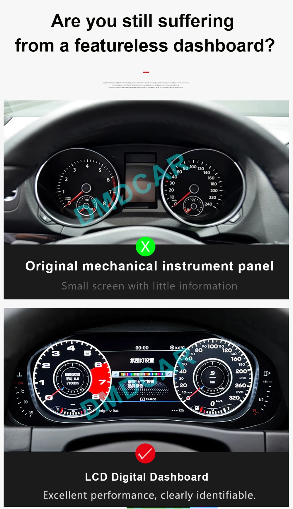 Latest Car LCD Digital Dashboard Panel Instrument Cluster Cock Speedometer for For VW Variant 2016 2017 2018