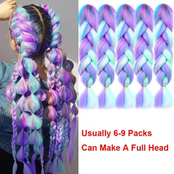 24 Inch Long Braiding Hair 100g 24 Inch Synthetic Braiding Hair Ombre Multiple color mixing Hair Braids Extension 1