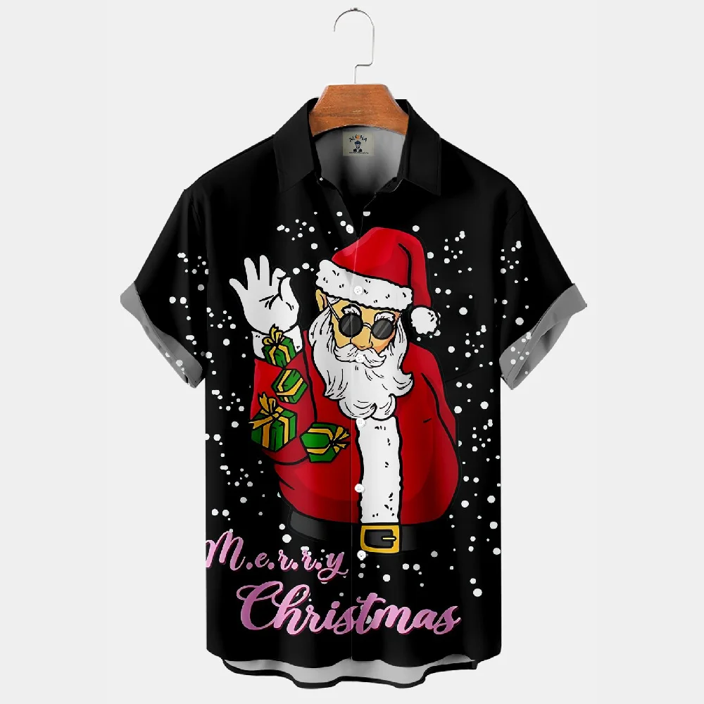 

Santa Claus Christmas Men's Shirts Festival Short Sleeved Casual Shirt For Men Fashion Hawaiian Shirt Party 3d Christmas Shirts