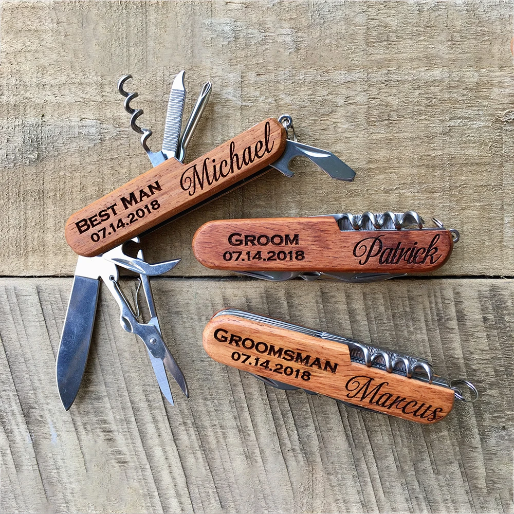 Folding Knife Personalized Swiss Knife Stainless Steel Army Folding Knives Portable Multi-tool Pocket Size Knife Groomsman Wedding Gift
