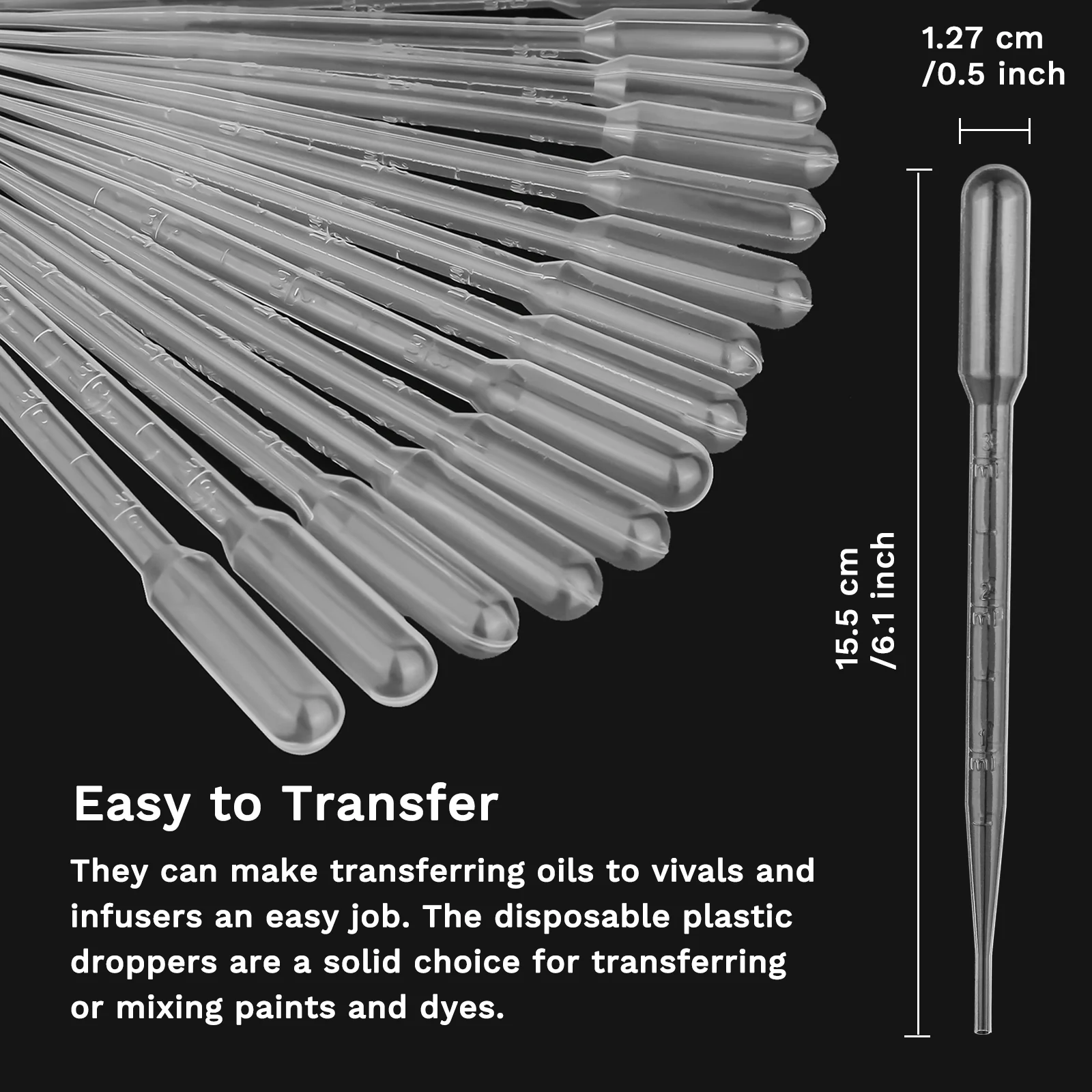 100PCS 3ML Airbrush Plastic Transfer Pipettes Eye Dropper Disposable Essential Oils Pipettes Dropper Makeup Tool Science and Lab 2