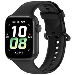 Comfortable Adjustable Silicone Watch Strap with Stainless Steel Buckle - Replaceable Wristband Bracelet for Honor Watch 5 (Black)
