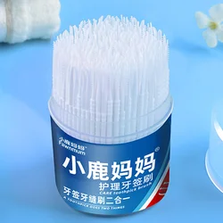300Pcs Disposable Interdental Brush Double-head Toothpick Interdental Cleaners