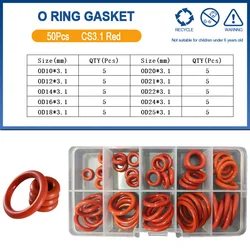 High Temperature Silicone O - Ring Seal Washer (50Pcs CS3.1mm Red)