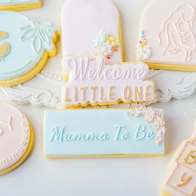 Baby Mom Embossing Stamp Acrylic Cookie Cutter Mold DIY Baking Biscuit Pastry Tools Fondant Sugar Craft